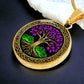 Celtic Tree of Life Necklace The Perfect Growth & Protection Gift For Her. Engraved Gold Plated Yggdrasil Aurora Borealis Amethyst Pendant