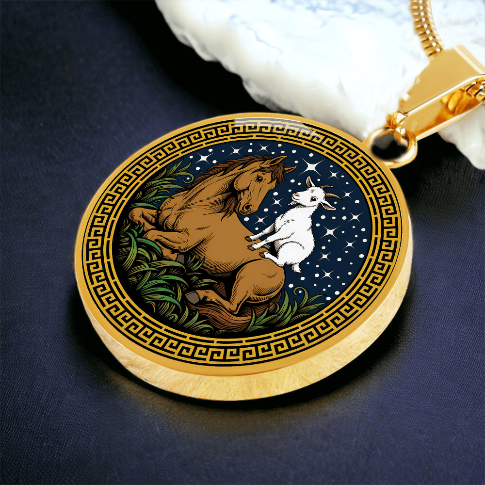 Goat and Horse Necklace - Couples Chinese Zodiac Animal Pendant Jewelry
