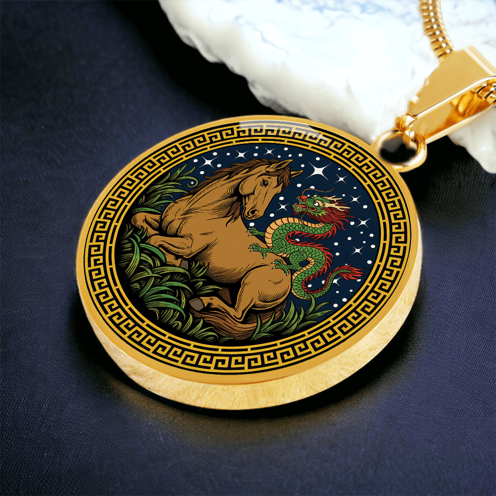 Dragon and Horse Necklace - Couples Chinese Zodiac Animal Pendant Jewelry