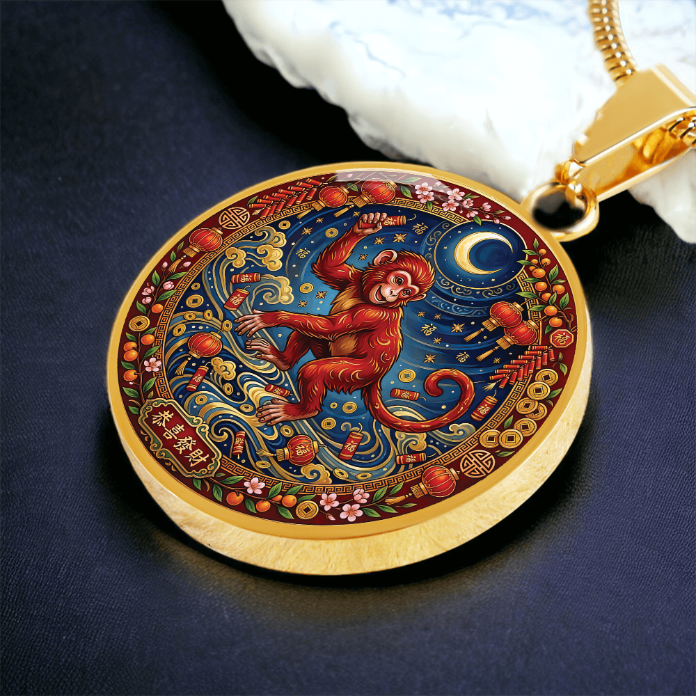 Year of The Monkey Necklace - Chinese Zodiac Animal Charm Pendant Jewelry
