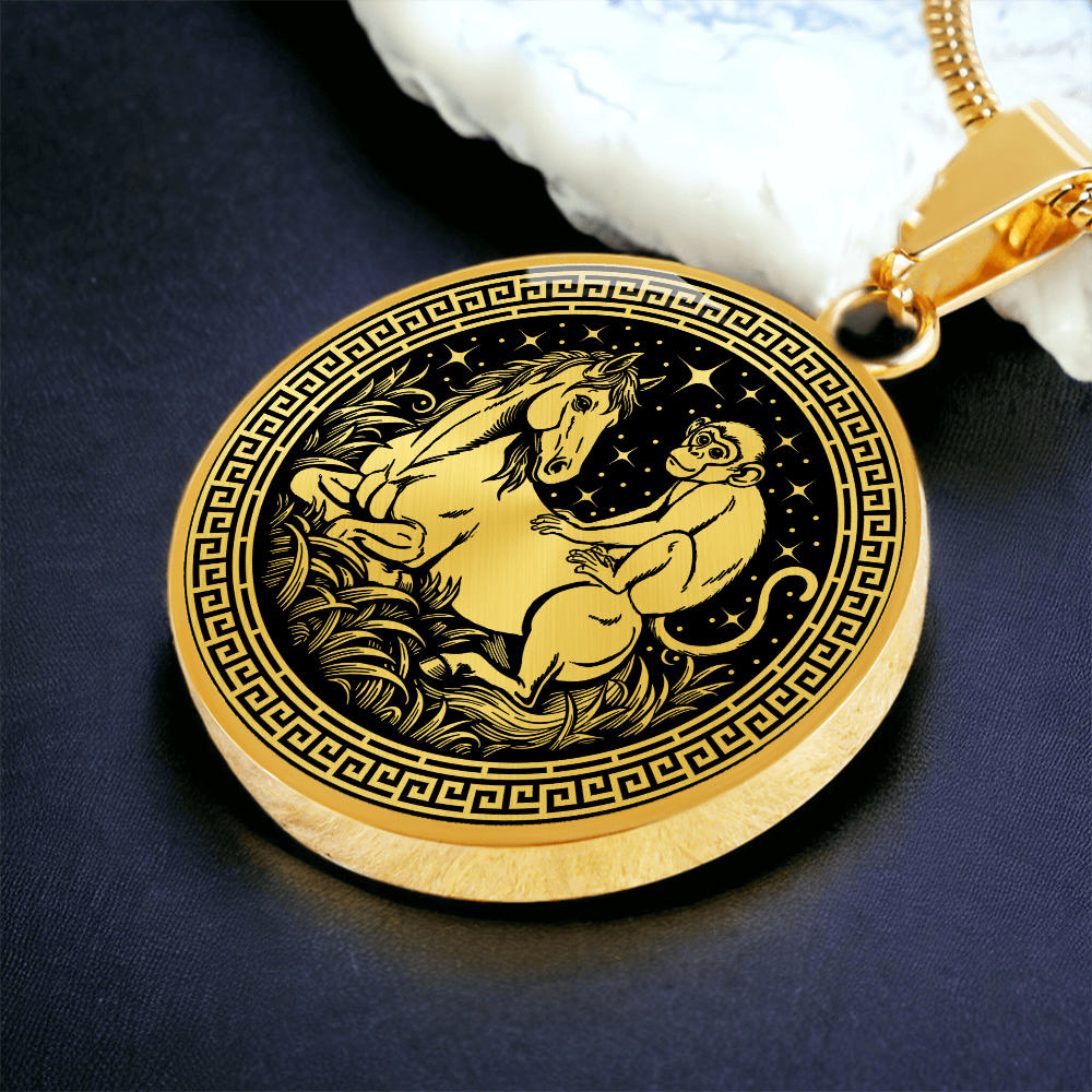 Monkey and Horse Necklace - Couples Chinese Zodiac Animal Pendant Jewelry