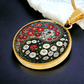 Red and White Morning Glory Yin Yang Necklace - September Birth Month Flower Pendant Jewelry