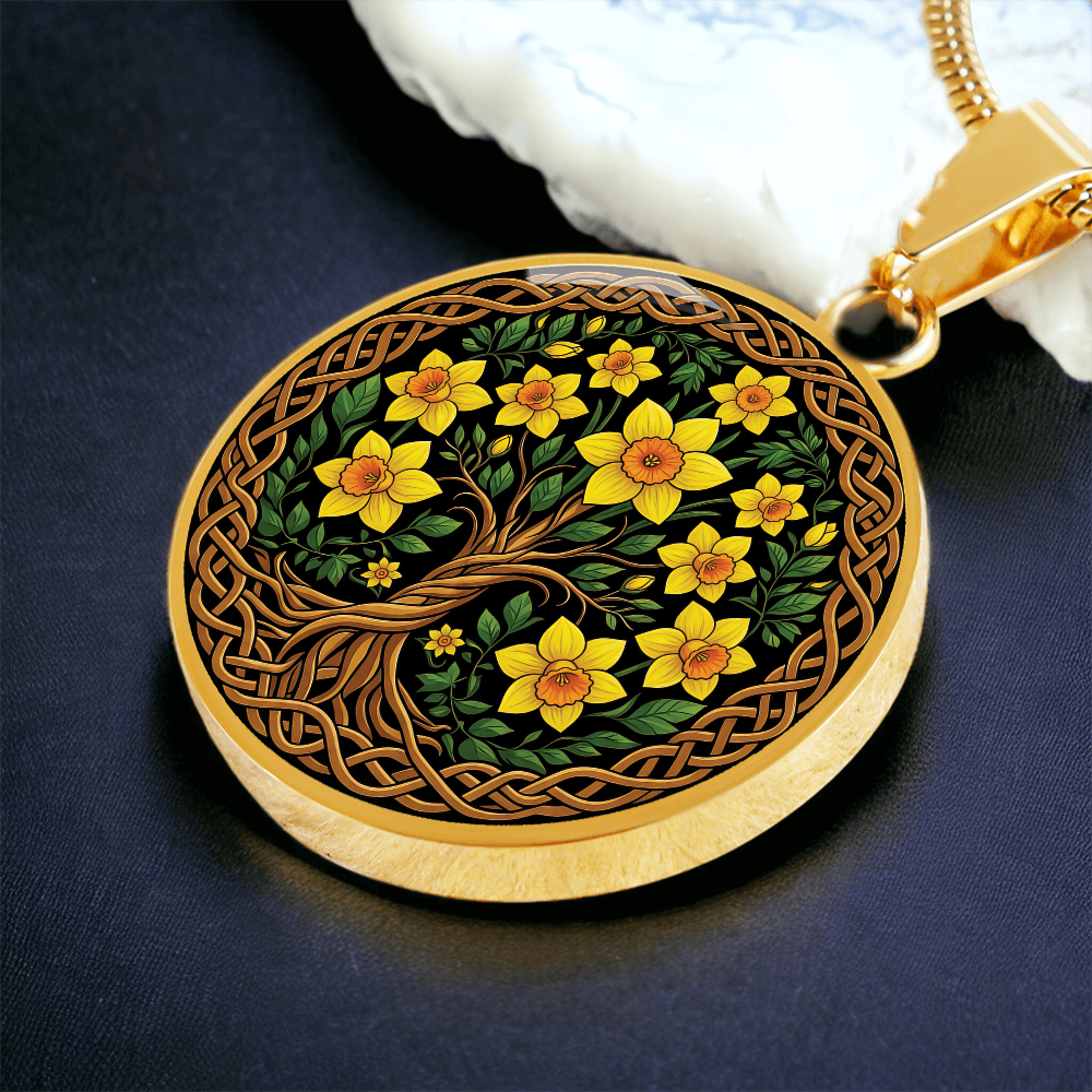 Celtic Tree of Life Pendant Necklace - Jonquil March Birth Flower Jewelry