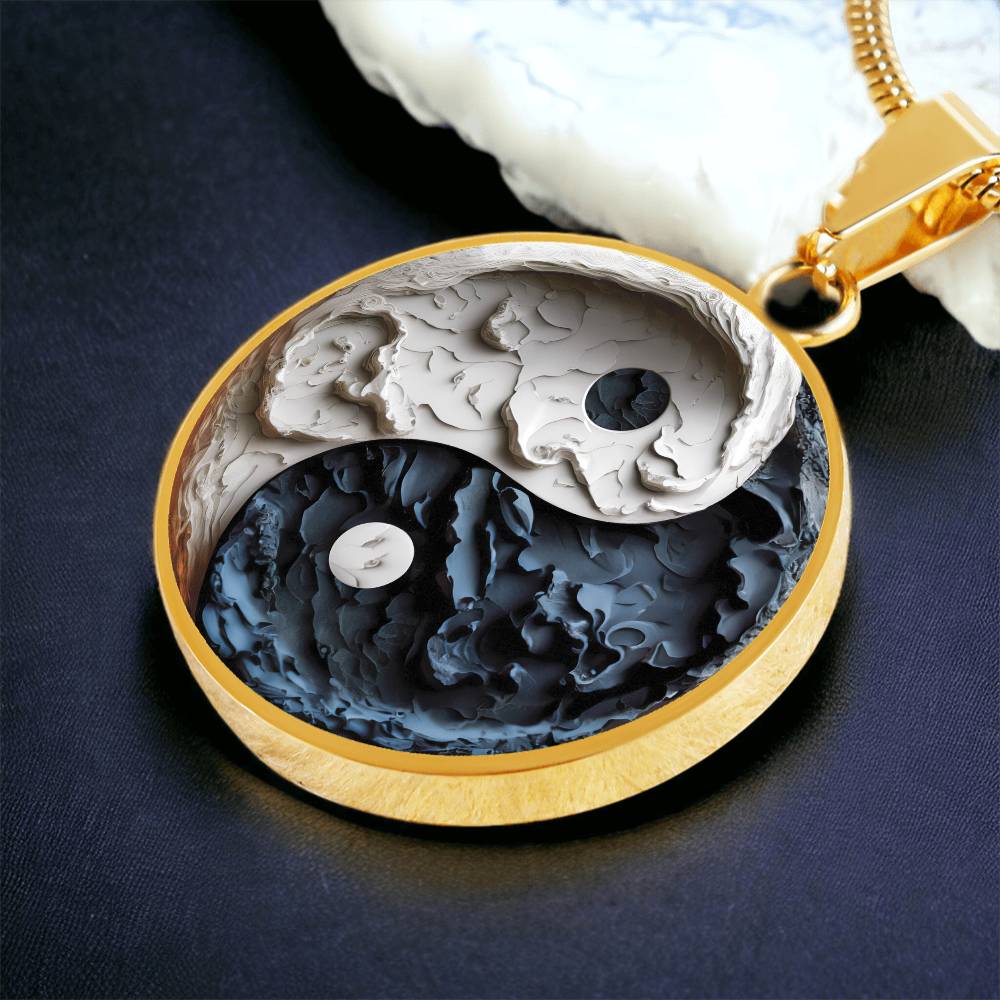 Gold Yin Yang Necklace Pendant