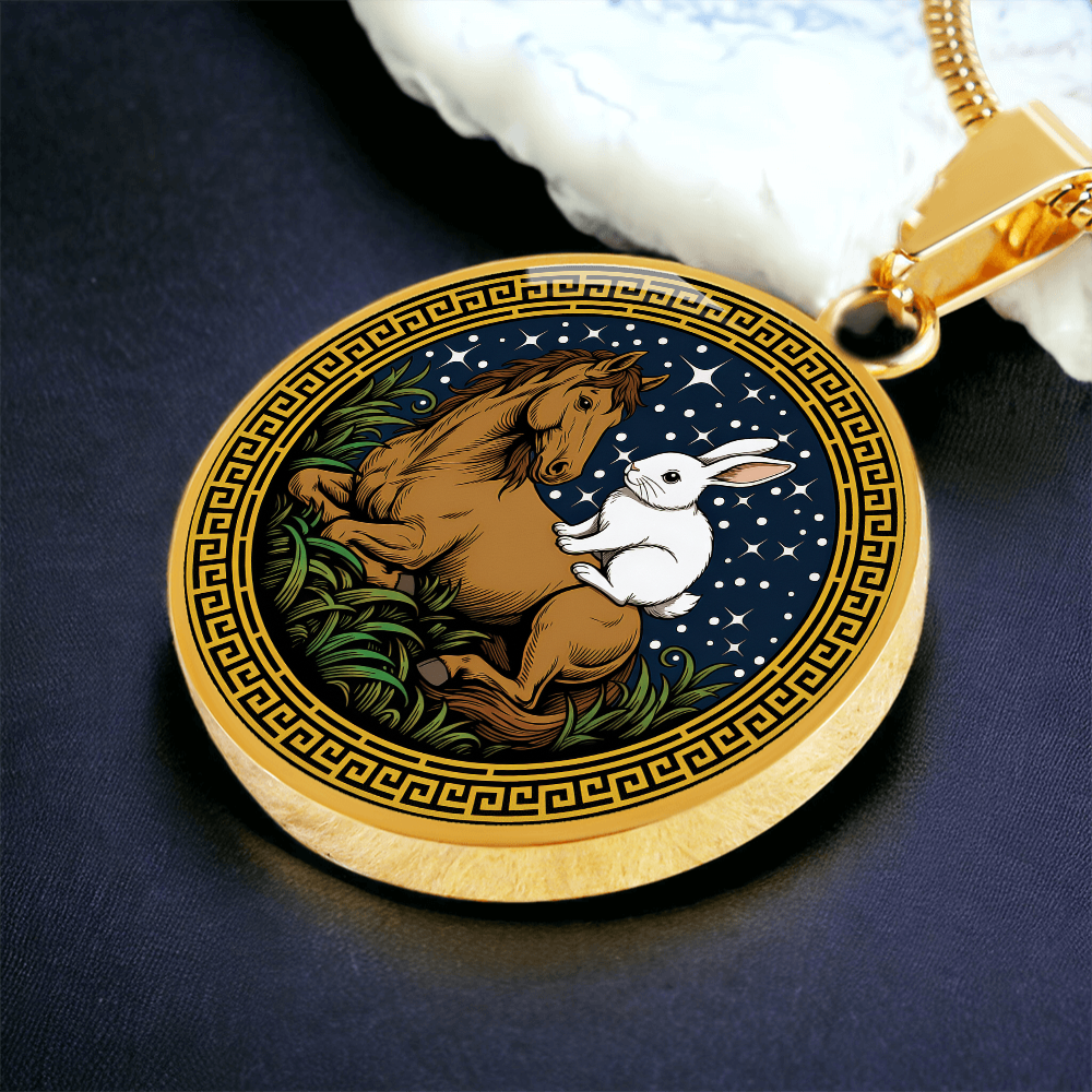 Rabbit and Horse Necklace - Couples Chinese Zodiac Animal Pendant Jewelry