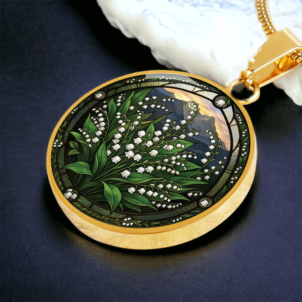 White Lily of the Valley Necklace - May Birth Flower Pendant Jewelry