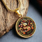 An Elegant gold pendant Year of the Rabbit and Year of the Dragon Necklace. The colors are yellow, Red and Black . This jewelry offers personalization with an engraving option for a name.