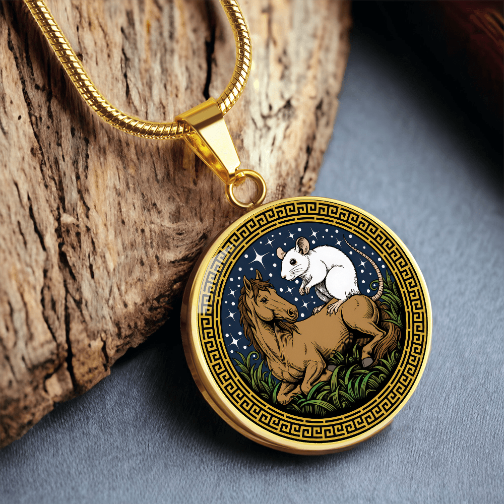 Rat and Horse Necklace - Couples Chinese Zodiac Animal Pendant Jewelry