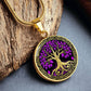 Gold Pendant Tree of Life Necklace With Purple Leaves