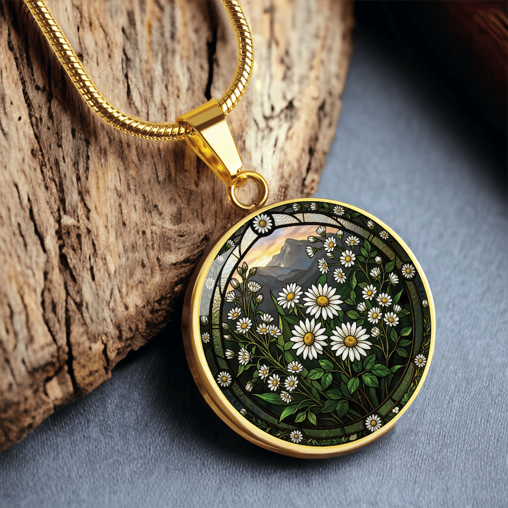 White Daisy Necklace - April Birth Flower Pendant Jewelry