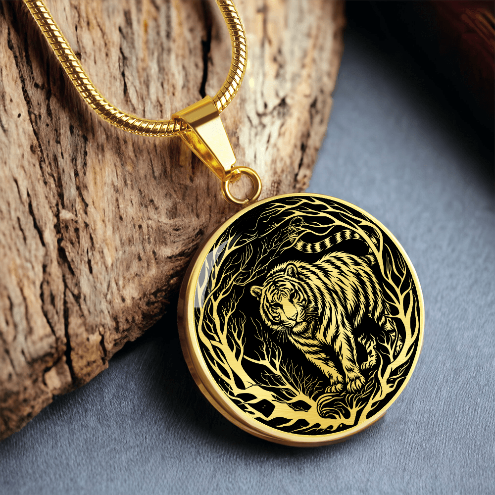Silver Tiger Necklace - Forest Charm Pendant Jewelry