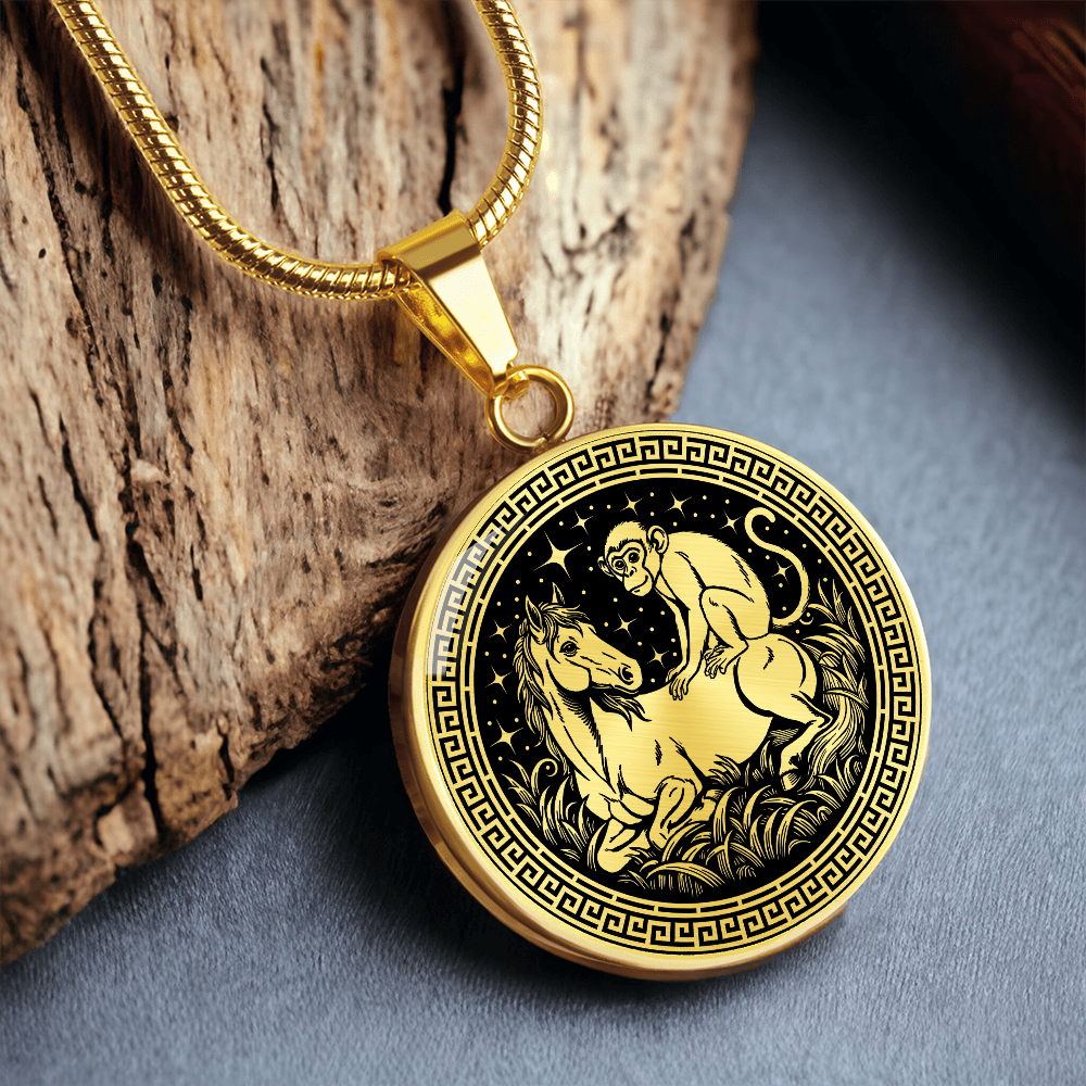 Monkey and Horse Necklace - Couples Chinese Zodiac Animal Pendant Jewelry