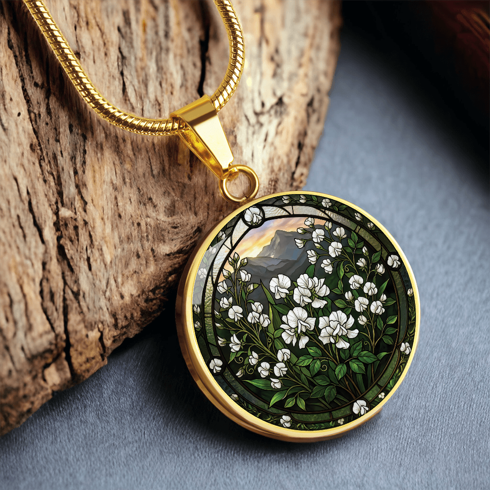 White Sweet Pea Necklace - April Birth Flower Pendant Jewelry