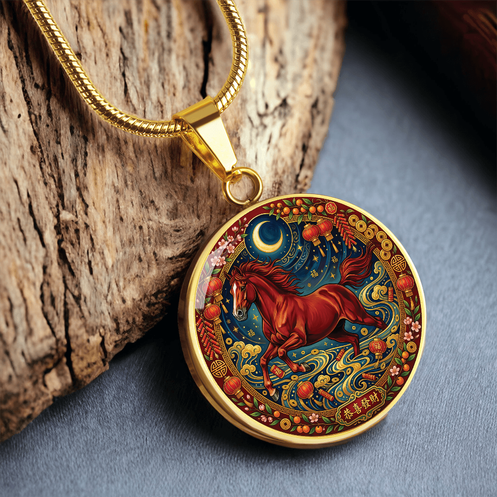 Year of The Horse Necklace - Chinese Zodiac Animal Charm Pendant Jewelry