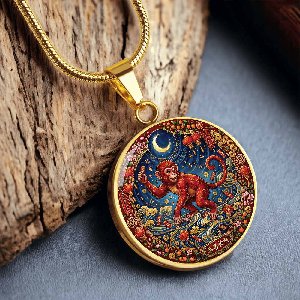 Year of The Monkey Necklace - Chinese Zodiac Animal Charm Pendant Jewelry