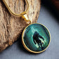 an Elegant gold pendant Bigfoot Necklace. Colors are Green, Brown, Black, Blue and White. This jewelry offers personalization with an engraving option for a name.