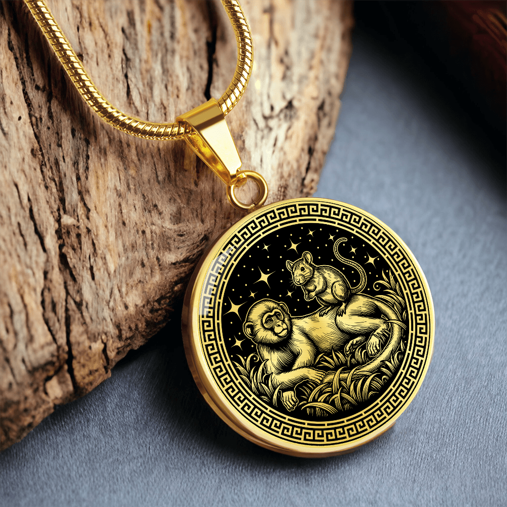 Monkey & Rat Necklace - Couples Chinese Zodiac Animal Pendant Jewelry