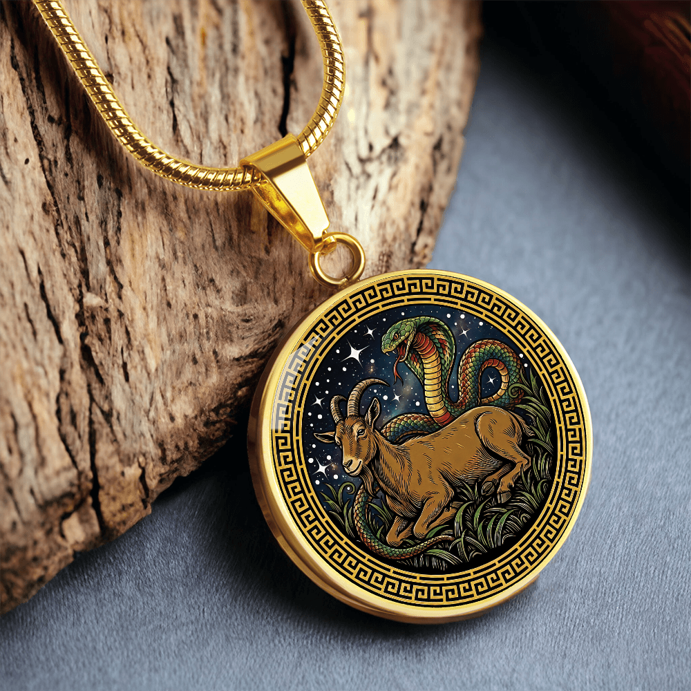 Snake & Goat Necklace - Couples Chinese Zodiac Animal Pendant Jewelry