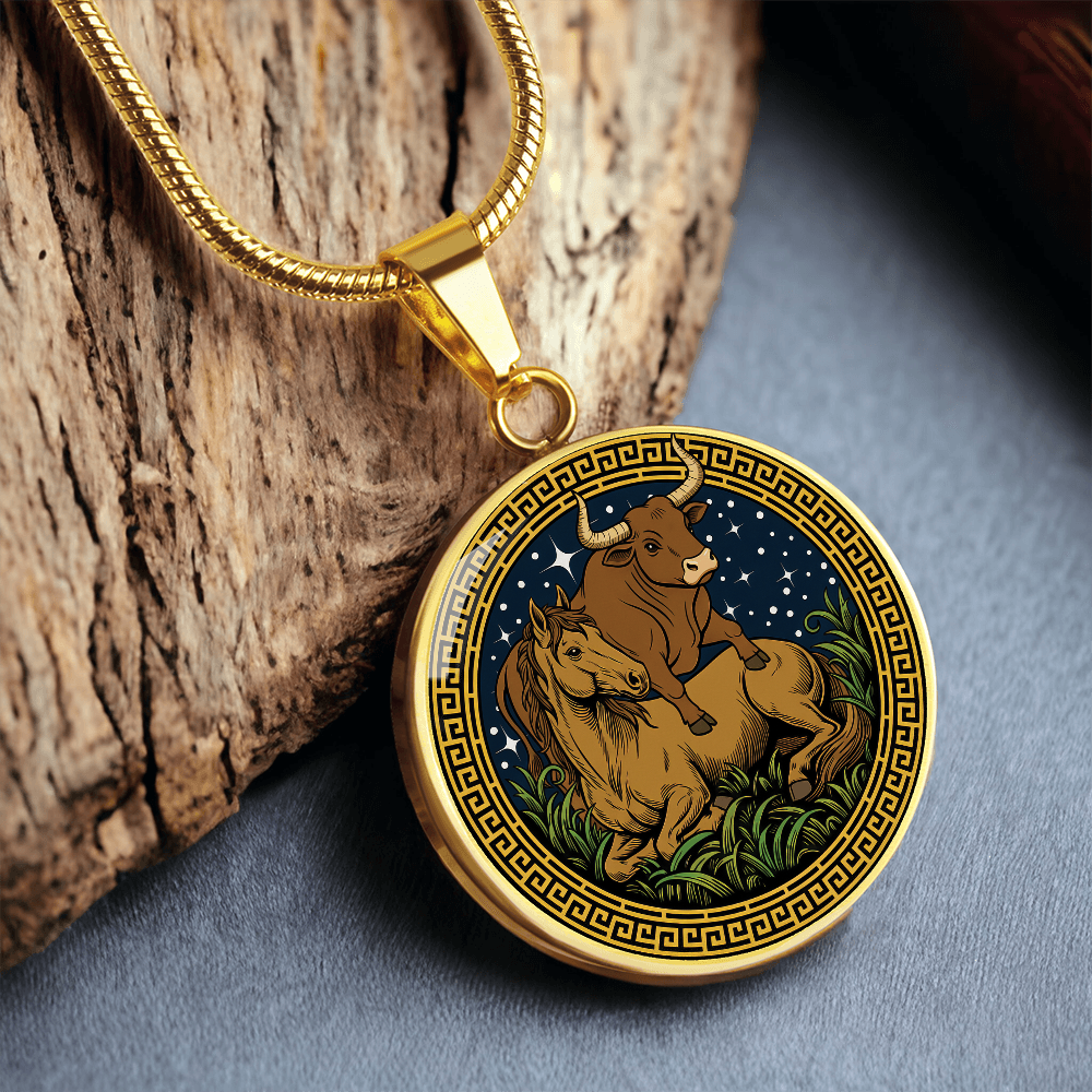 Ox and Horse Necklace - Couples Chinese Zodiac Animal Pendant Jewelry