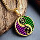 an elegant gold pendant Zodiac Necklace. This jewelry offers personalization with an engraving option for a name.