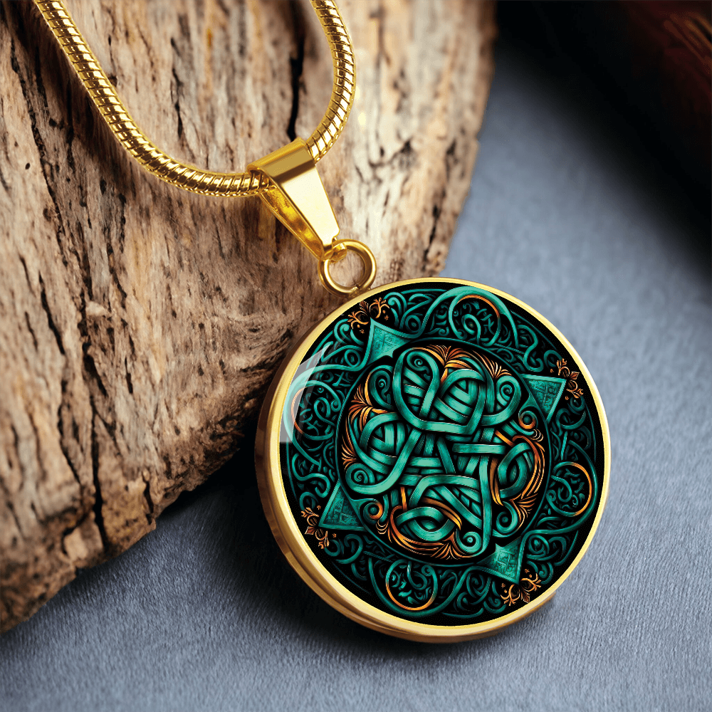 Teal Celtic Knot Necklace - Romantic Pendant Jewelry
