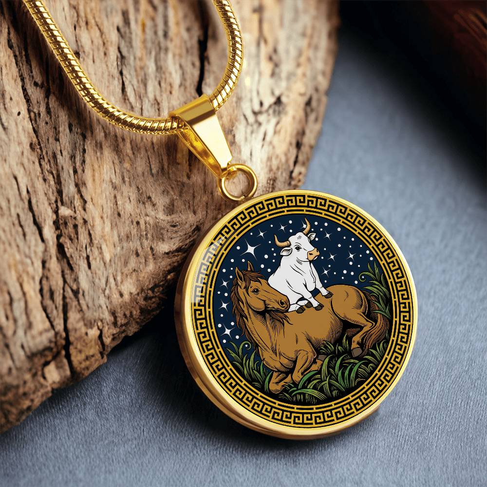 Ox and Horse Necklace - Couples Chinese Zodiac Animal Pendant Jewelry
