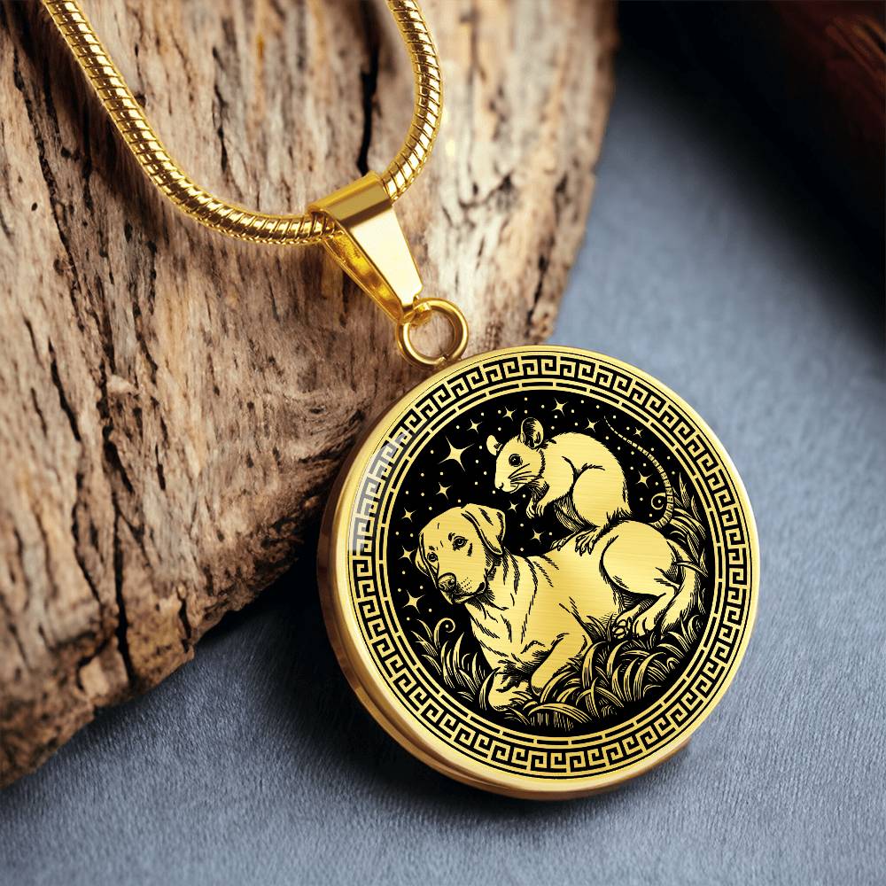 Dog and Rat Necklace - Couples Chinese Zodiac Animal Pendant Jewelry