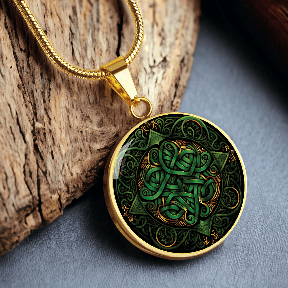 Green Celtic Knot Necklace - Romantic Pendant Jewelry