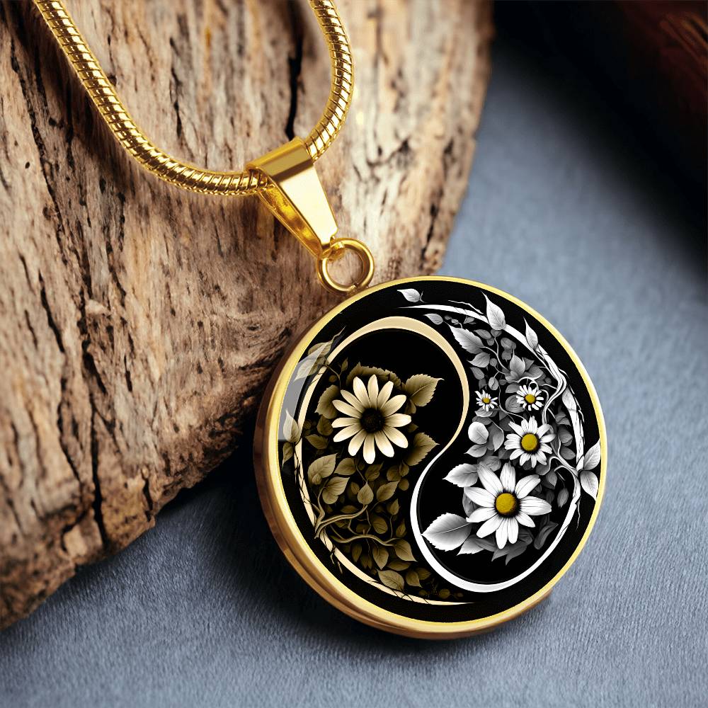 Gold Daisy Yin Yang Necklace