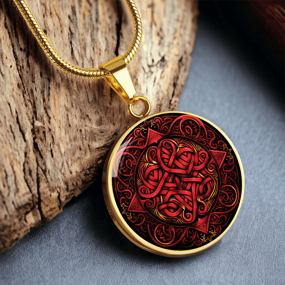Red Celtic Knot Necklace - Romantic Pendant Jewelry