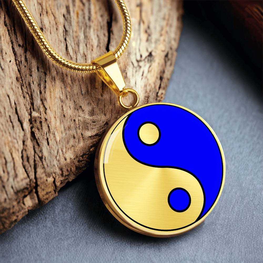 Gold Pendant Fire and Ice Yin Yang Necklace