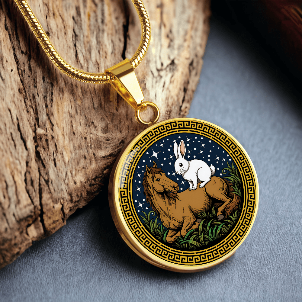 Rabbit and Horse Necklace - Couples Chinese Zodiac Animal Pendant Jewelry