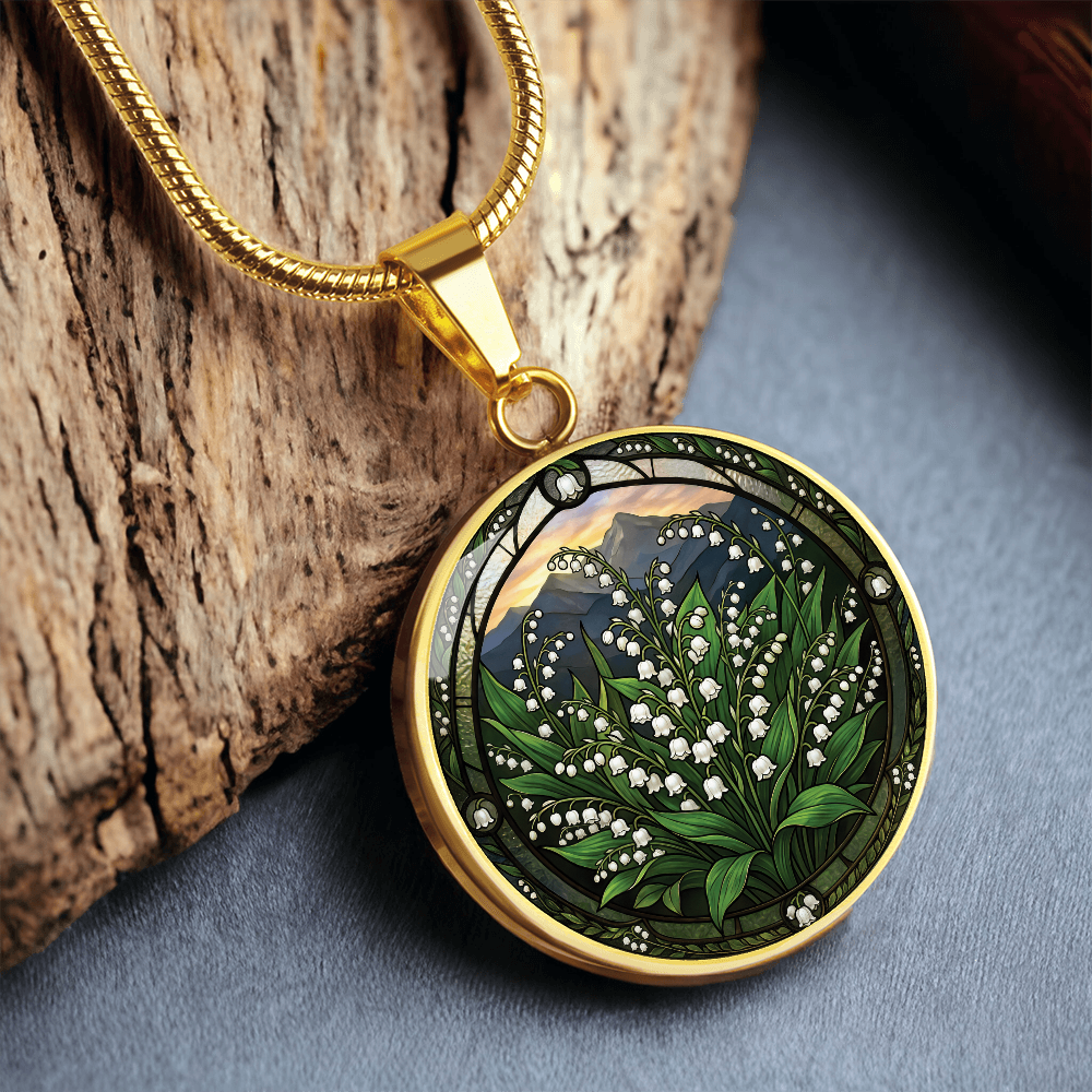 White Lily of the Valley Necklace - May Birth Flower Pendant Jewelry