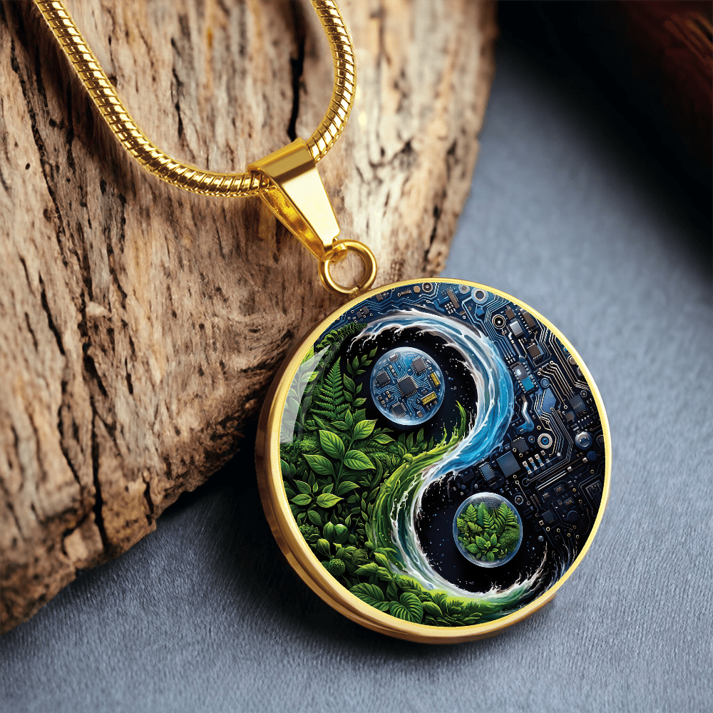Nature & Circuit Yin Yang Pendant Necklace