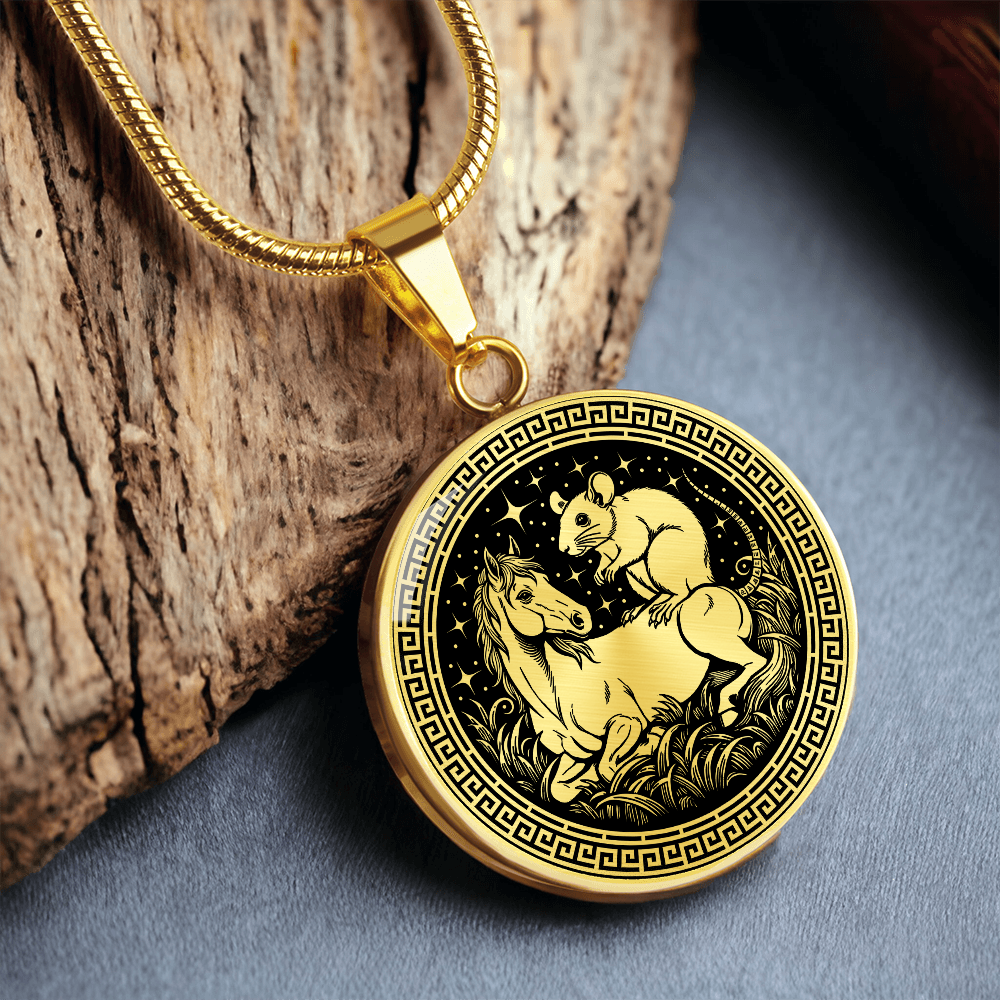 Rat and Horse Necklace - Couples Chinese Zodiac Animal Pendant Jewelry