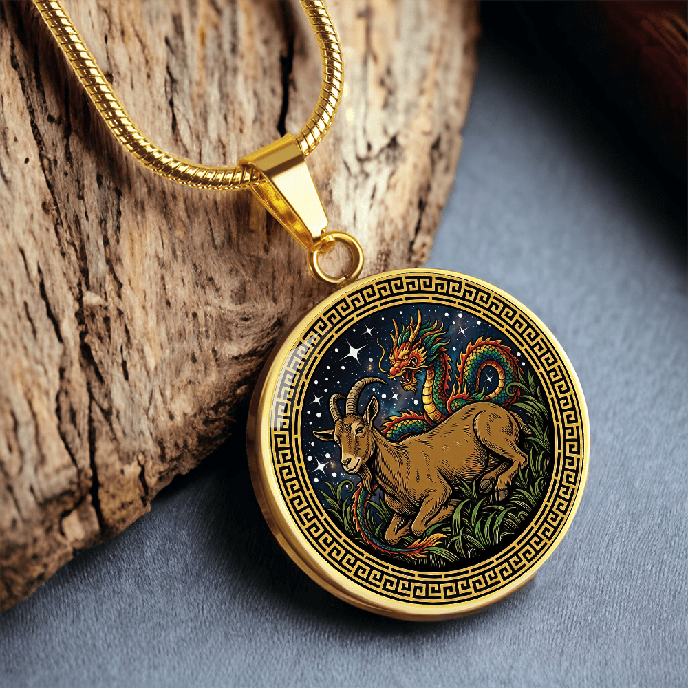 Dragon & Goat Necklace - Couples Chinese Zodiac Animal Pendant Jewelry