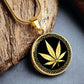 an elegant gold pendant Marijuana Necklace. The Colors are real gold and black. This jewelry offers personalization with an engraving option for a name.