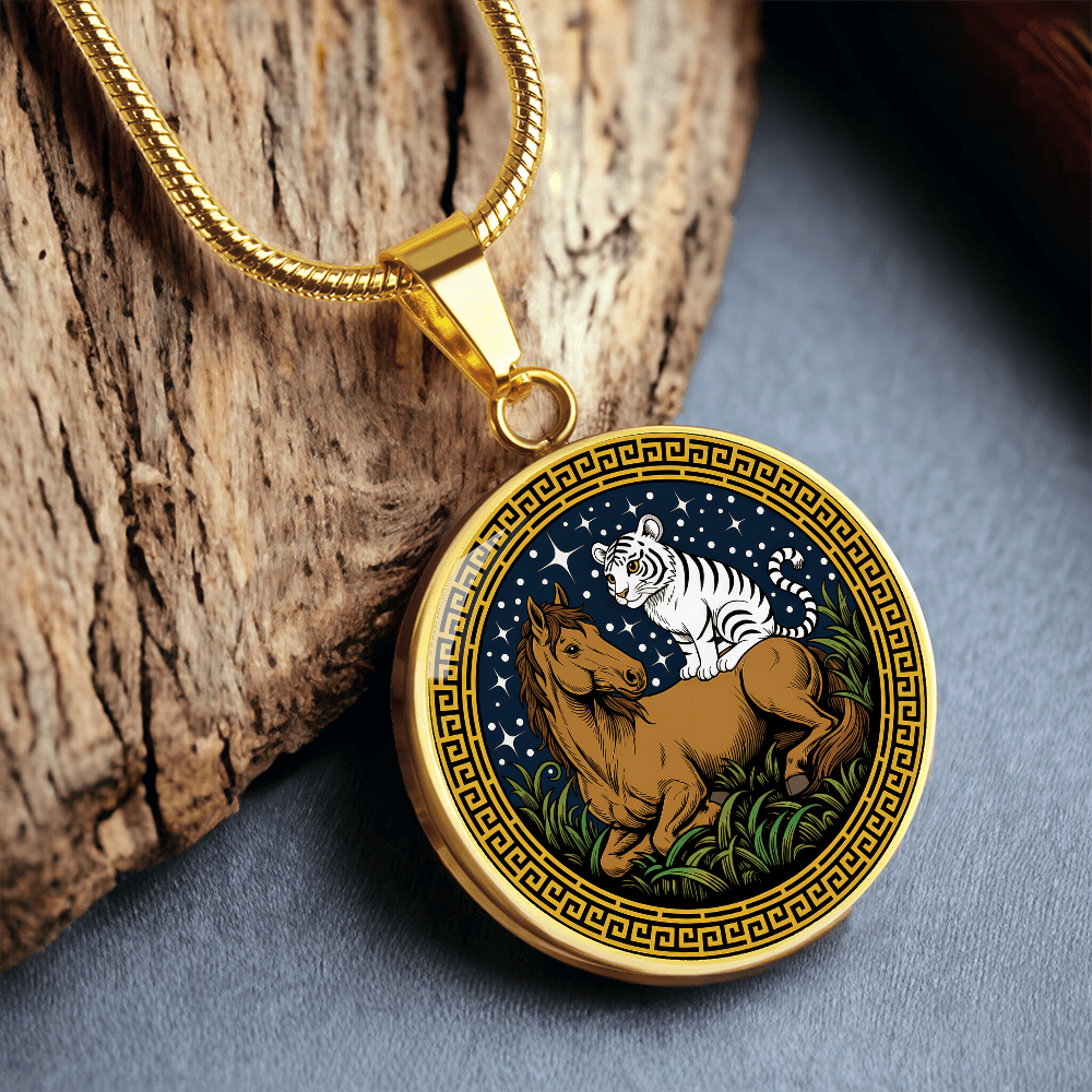 Tiger and Horse Necklace - Couples Chinese Zodiac Animal Pendant Jewelry