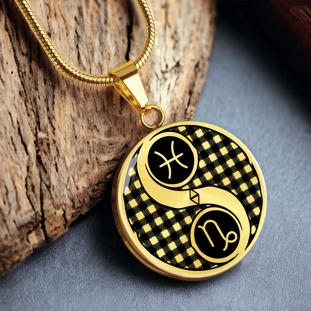 Pisces & Capricorn Necklace, Yin Yang Couples Zodiac Jewelry