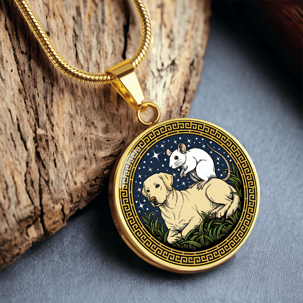Dog and Rat Necklace - Couples Chinese Zodiac Animal Pendant Jewelry