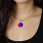 Woman wearing a Gold Pendant Fire and Ice Yin Yang Necklace