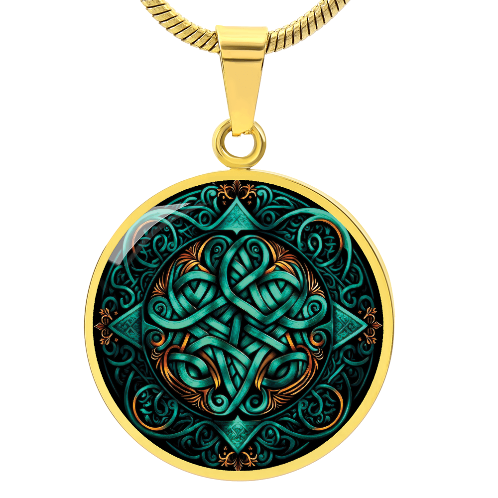 Teal Celtic Knot Necklace - Romantic Pendant Jewelry