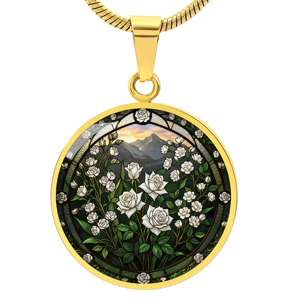 White Rose Necklace - June Birth Flower Pendant Jewelry