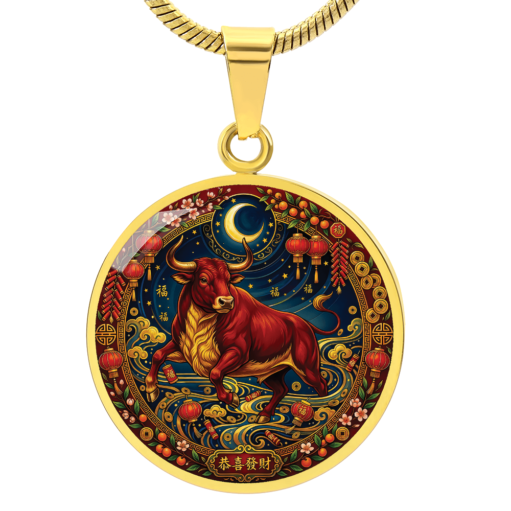 Year of The Ox Necklace - Chinese Zodiac Animal Charm Pendant Jewelry