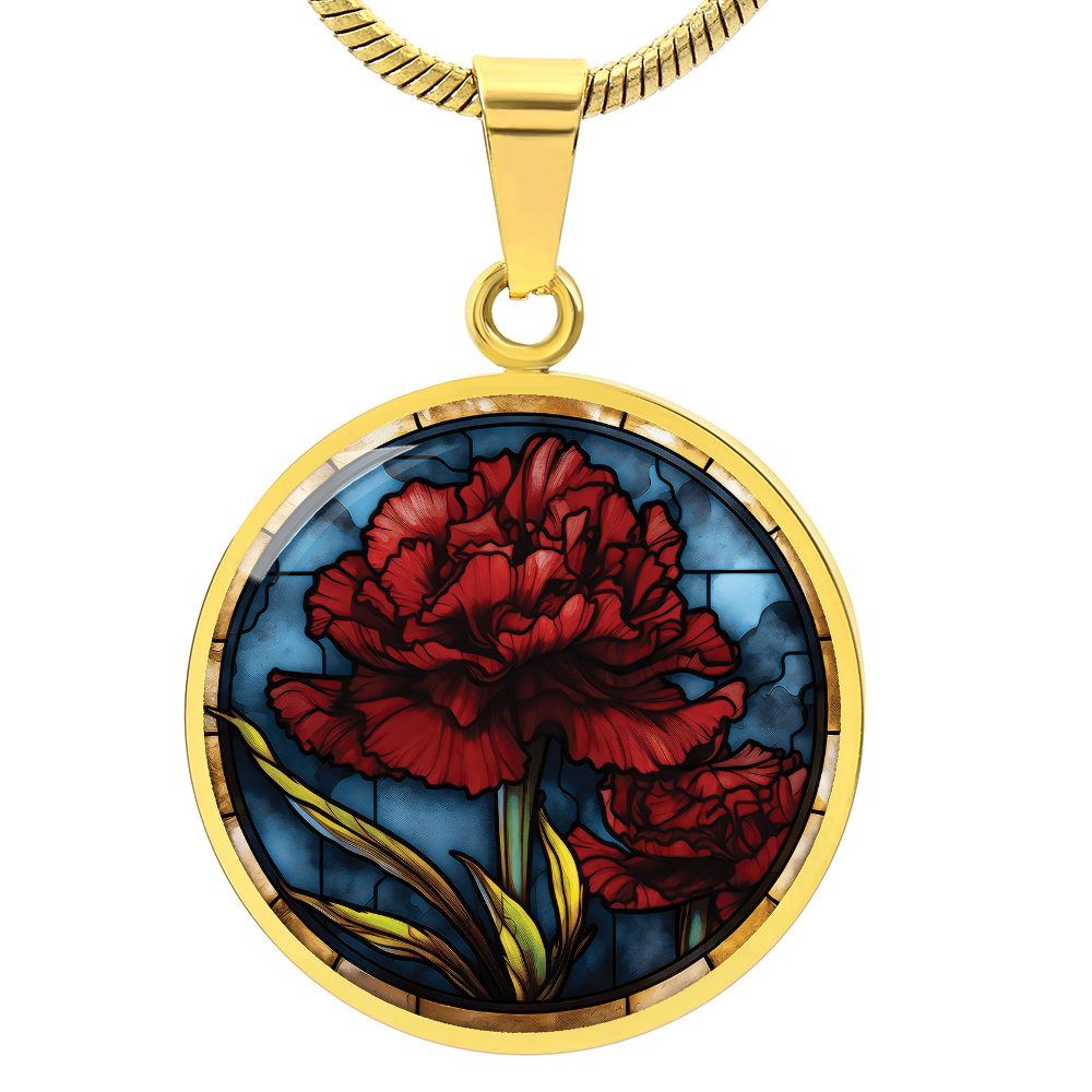 Carnation Necklace - January Birth Flower Pendant Jewelry