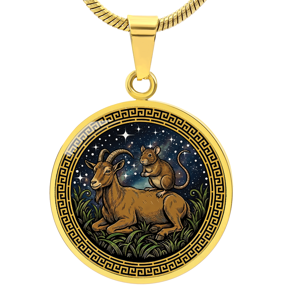 Rat & Goat Necklace - Couples Chinese Zodiac Animal Pendant Jewelry
