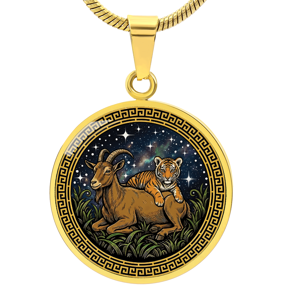 Tiger & Goat Necklace - Couples Chinese Zodiac Animal Pendant Jewelry