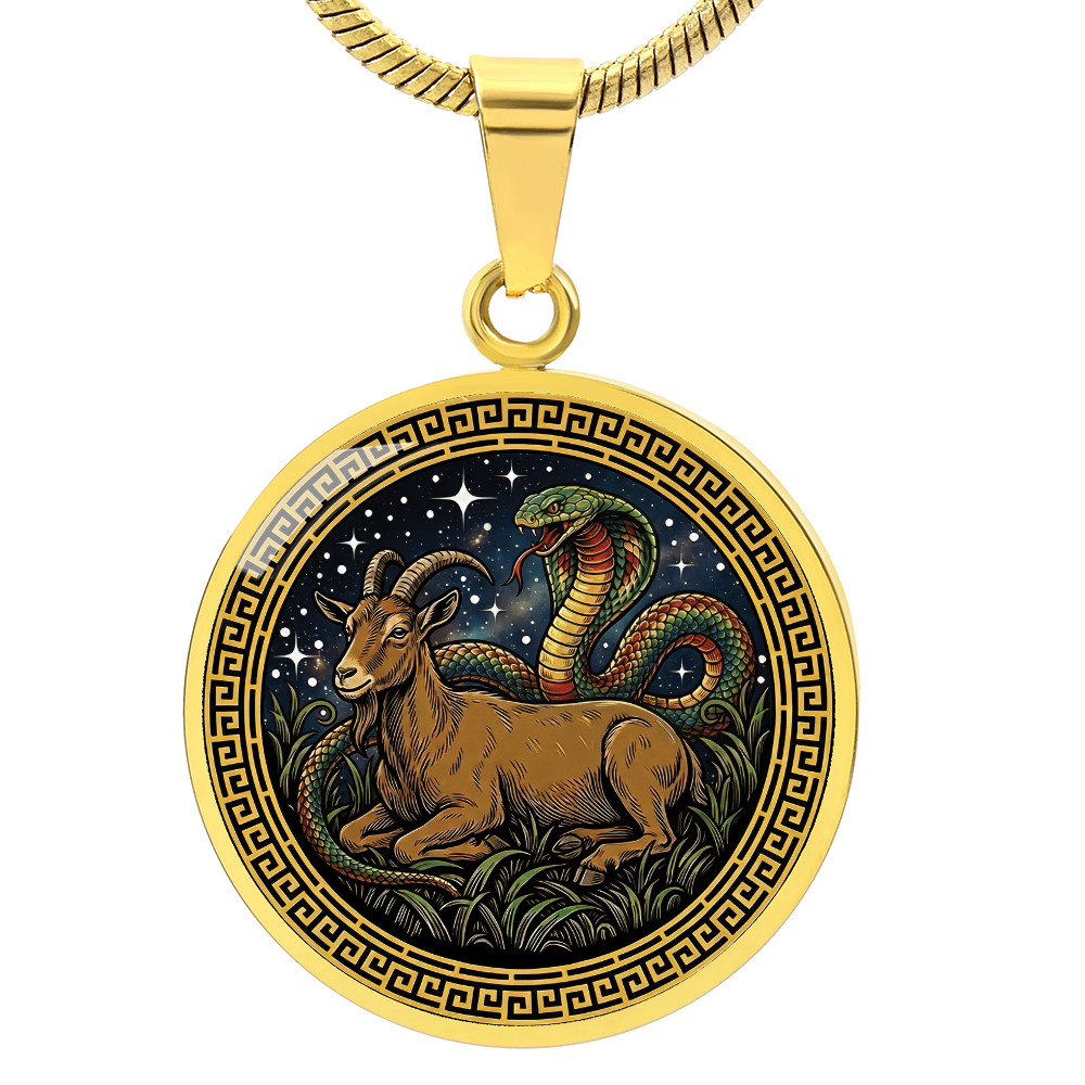 Snake & Goat Necklace - Couples Chinese Zodiac Animal Pendant Jewelry