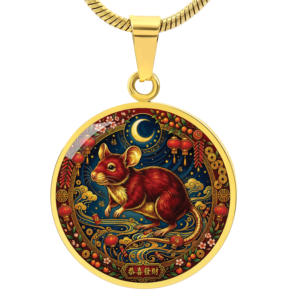 Year of The Rat Necklace - Chinese Zodiac Animal Charm Pendant Jewelry