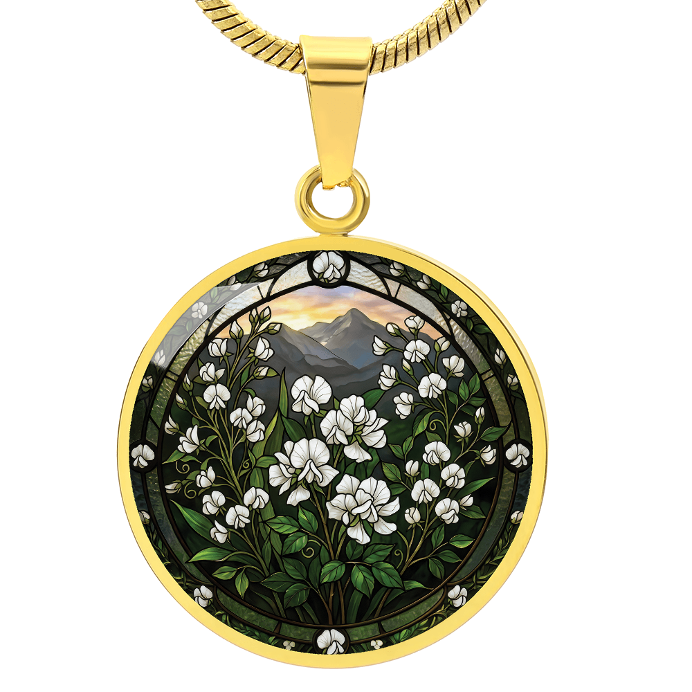 White Sweet Pea Necklace - April Birth Flower Pendant Jewelry